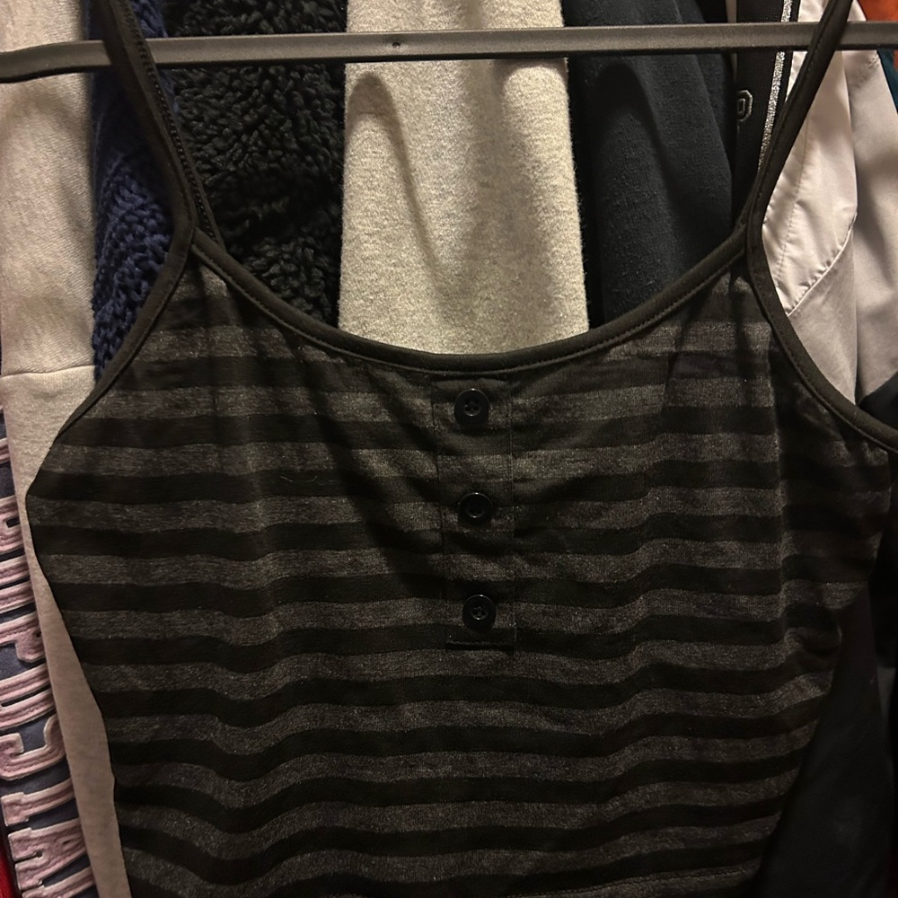 Striped Black and Grey Crop Top